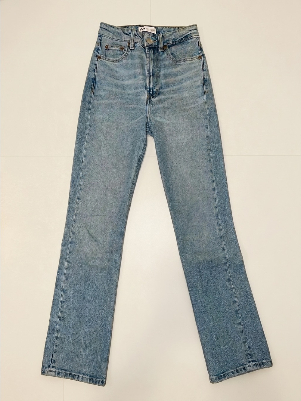 Zara 0 24 High Rise Straight Leg Blue Jeans Bootcut